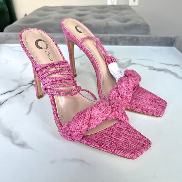 NEW Journee Collection Edelie Tru Comfort Open Toe Pink Sandal Heels Size 8.5 - Picture 3 of 8